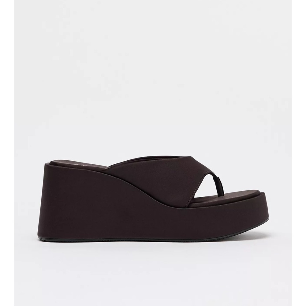 Zara Dark Brown Platform Thong Sandals